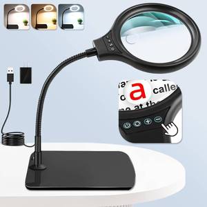 lot 3721 image: NZQXJXZ Large 20X 10X Magnifying Glass with 36 LEDs Light and Stand Flexible Gooseneck Lighted Magnifier with 3 Color Modes Stepless Dimmable Hands Free Desk Magnifier Lamp for Close Work Craft Sewing