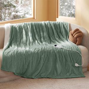 lot 3734 image: Bedsure GentleSoft Electric Blanket Twin - Soft Ribbed Flannel Heated Blanket, Heating with 10 Time Settings, 6 Heat Settings, and 8 hrs Timer Auto Shut Off, Gifts for Grandma (62x84 inches, Green)
