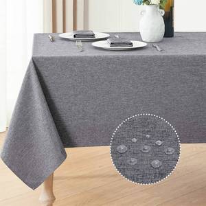 lot 3747 image: Veblandy Rectangle Tablecloth Linen Textured Waterproof & Stain Resistant Table Cloth Wrinkle Free Decorative Fabric Farmhouse Table Cover for DiningPartyBuffetWedding, 52 x 70 Inch, Dark Grey