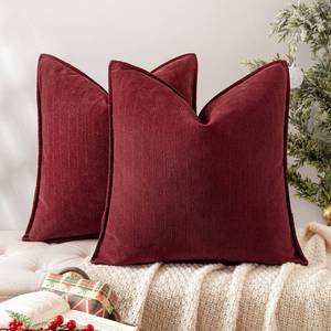 lot 4236 image: MIULEE Pack of 2 Christmas Burgundy Decorative Pillow Covers 20x20 Inch Soft Chenille Luxurious Couch Throw Pillows Farmhouse Cushion Covers with Elegant Design for Sofa Bedroom Living Room Decor