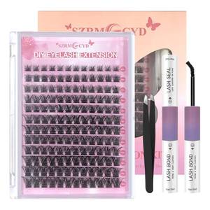 lot 4248 image: Eyelash Extension Kit,DIY Individual Lashes Clusters Kit,Lash Bond And Seal Glue,Clusters Lash Kit For Eyelashes Extensions For False Eyelash Cluster Kit At Home(Mix9-16mm Lash Kit)