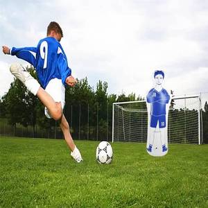 lot 4249 image: Inflatable Soccer Dummy Goalkeeper air mannequins Free Kick Defender Wall Soccer Practice Tumbler(1 Piece,Blue��63in)