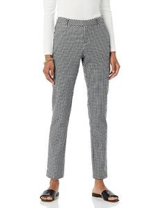 lot 4256 image: Amazon Essentials Womens Bi-Stretch Full Length Straight Leg Pant, White Gingham, 2