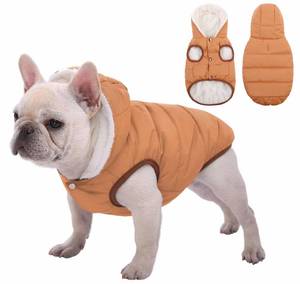 lot 4260 image: Fleece Hoodie, Windproof Waterproof Coat, Winter Warm Jacket, Cold Weather Pet Apparel Clothes Vest for Small Medium Large Dogs, Khaki, M