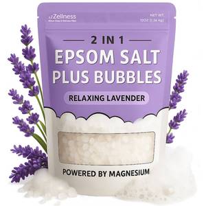 lot 4273 image: ZZZELLNESS Epsom Salt Plus Bubbles �� Lavender Scented Foaming Bath Soak �� Magnesium Sulfate for Muscle Recovery, Stress Relief & Relaxation �� Great for Aromatherapy �� 12 oz