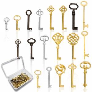 lot 4281 image: Universal Skeleton Keys Replacement, 19Pcs Hollow Barrel Skeleton Key Set for Vintage Old Furniture, Antique Furniture, Cabinet Doors, Grandfather Clocks, Old Style Cabinets or Doors