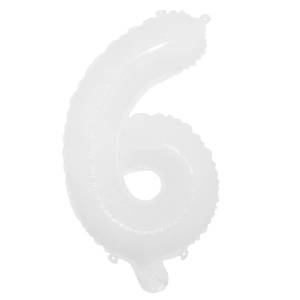 lot 4282 image: 16 inch White Alphabet Letter and Number Balloons Set Package, Aluminum Hanging Foil Film Banner Mylar Balloon for Birthday Party Decoration Custom Word (A-Z, 0-9) (16 inch White 6)