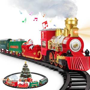 lot 5495 image: BainGesk Train Set, Christmas Train Set with Steam, Light and Sounds, Train Sets for Under Christmas Tree, Electric Train Toys for 3 4 5 6 7 8 Year Old Kids, Ideas Boys & Girls Christmas Gifts