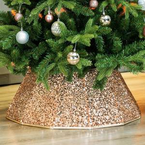 lot 5498 image: Blissun Sparkling Champagne Gold Christmas Tree Collar �� Color Shifts with Light �� 25.2�� Bottom  14.9�� Top Foldable Base Cover