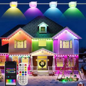 lot 5502 image: Smart Permanent Outdoor Lights for House, 150ft with 72 Smart AI RGBIC Smart Christmas Lights, 98 Scene for Halloween Christmas All Holiday Decor, IP67 Waterproof Work with Alexa, Google Assistant