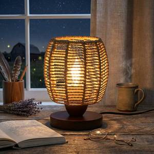 lot 6045 image: Rattan Table Lamp,Boho Small Beside Lamp,Farmhouse Table Lamp for Room Decor,Vintage Wicker Wooden Nightstand Bamboo Woven End Table Lamps for Bedroom Living Room Desk Kids Room,LED Bulb Included