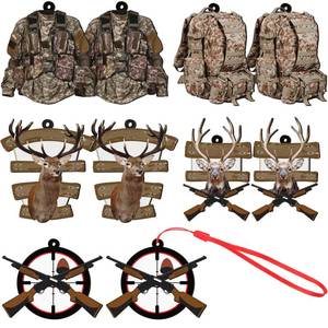 lot 6047 image: Jetec 10 Pcs Deer Antler Christmas Ornament Wooden Deer Hunting Camo Pattern Decoration for Christmas Tree Ornament with Gun Hanging Decor Wild Life Decoration for Xmas Tree Hunter Gift(Classic Style)