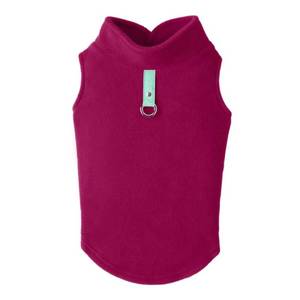 lot 6050 image: Gooby Fleece Vest Dog Sweater - Fuchsia, Large - Warm Pullover Fleece Dog Jacket with O-Ring Leash for Small to Medium Dogs