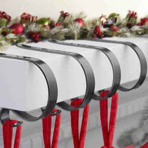 lot 6064 image: Christmas Stocking Holders for Mantle Set 4, Scratch-Free Christmas Stocking Holders for Fireplace Mantle,Multi-uses Stocking Hooks for Mantle,Mantel Stocking Holders Clip for Xmas Party Decorations