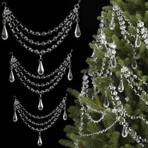 lot 6092 image: Pinkunn 12 Pcs 3-Layer Crystal Garland for Christmas Tree 20in 16in 12in 3-Layer Acrylic Bead Garland Hanging Christmas Decorations Indoor Home Decor for Home Xmas Wedding Party Decor(Teardrop)
