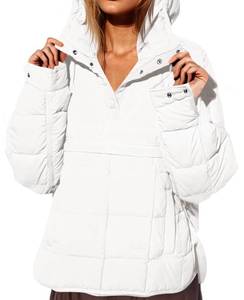 lot 7949 image: Fazortev Womens Oversized Puffer Jacket Quilted Dolman Hoodies Pullover Long Sleeve Lightweight Warm Tops Coat