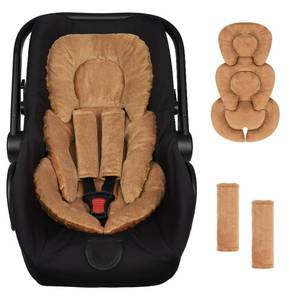 lot 7954 image: GFU Infant Car Seat Insert Head and Body Support, Reversible Newborn Insert for Carseat with Strap Pads, Soft Stroller Cushion Pillow Insert for Boys and Girls, Fits for Stroller, Swing, Brown