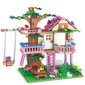 lot 7958 image: HSANHE Tree House Building Set Compatible with Friends, 504 PCS Forest House Building Kit Birthday Gift for Kids Girls Boys Age 6-12 Years��7652��