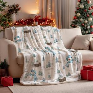 lot 7961 image: Horaldaily Christmas Flannel Blanket Throw, Blue Snowman Pine Snow Soft Fuzzy Plush Cozy Fleece Blankets for Couch Sofa Bed Lounging, Ideal Gifts for Kids Adults Wife Self, 50x60