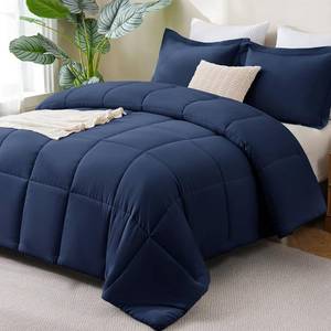 lot 7972 image: CozyLux Full Size Comforter Sets - Navy Blue Comforter Full Size, 3 Pieces Box Stitched Bed Set for All Seasons, Soft Lightweight Bedding Sets with 1 Down Alternative Comforter and 2 Pillow Shams