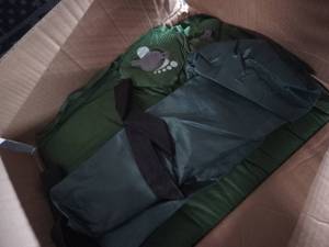 lot 7973 image: Green Blow Up Sleep Bag