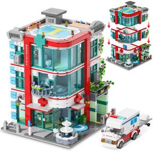 lot 7975 image: LuxRebuty City Hospital Building Block Set, Architecture Building Set for Adults with Ambulance, Miniature Hospital World, Detailed Craftsmanship & Immersive Roleplay for Collectors & Gifts, 1888Pcs