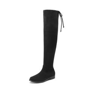 lot 7984 image: DREAM PAIRS Womens Thigh High Boots Low Block Heel Casual Fashion Over the Knee Boots,Size 7,Black-Suede,SDOB2402W
