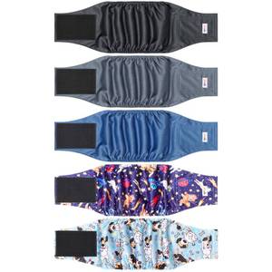 lot 7985 image: 5 Pack Dog Diapers Male Reusable, Premium Belly Bands for Dogs, High Absorbing Male Dog Pee Wraps for Doggie in Incontinence or Excitable Urination and Training Black XL