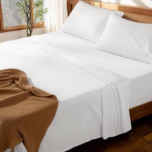 lot 7991 image: LBRO2M 100% Cotton Sheets Set Deep Pocket Up to 18-24, 1000 Thread Count King Size 4 Pcs Bed Sheet Sets Soft Comfortable Bedding All Season (King, White)