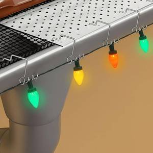 lot 7996 image: MorningRo 100 Pcs Gutter Hooks for Hanging Outdoor Lights Fits Either Mesh or Perforated Gutter Guard Metal Corkscrew Shaped Clips for Holiday Festival Christmas Home Decoration Party