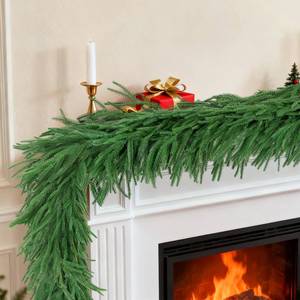 lot 7997 image: 12 FT (2  6FT) Norfolk Pine Garland Artificial, Realistic Christmas Greenery for Mantle Table Wall, Real Touch Winter Pine Garland for Christmas Indoor Outdoor Decor (80 Branches)