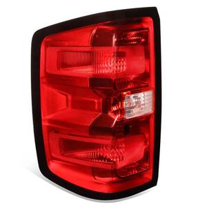 lot 7999 image: Auto Dynasty Tail Light Brake Lamps Compatible with Chevy Silverado 1500 2500HD 3500HD GMC Sierra 3500 HD 2014 2015 2016 2017 2018 2019, Driver Left Side, Red Lens, Factory Style Rear