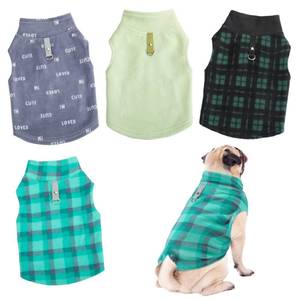 lot 8002 image: Weewooday 4 Pieces Winter Fabric Dog Sweater with Leash Ring Fleece Vest Dog Pullover Jacket Warm Pet Dogs Clothes for Puppy Small Dogs Cat Chihuahua Boy (Mix Pattern, XS)