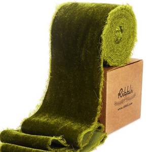 lot 8009 image: Ribbli Moss Green Velvet Ribbon 3 Inch Handmade Frayed Vintage Christmas Ribbon for Gift Wrapping Christmas Tree Ornament Wreath Craft Home Decor -3 Yards