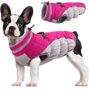 lot 8019 image: FUAMEY Dog Coat for Small Dogs,Waterproof Dog Winter Jacket with Harness Built in Puppy Cold Weather Coats Reflective Pet Vest with Zipper Warm Fleece Dogs Snowsuit Windproof Pink XS