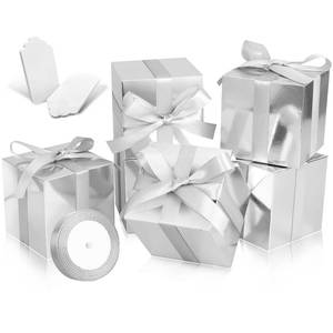 lot 8026 image: DOYIDE 100 Pack Small Gift Boxes, 2x2x2 Inches Favor Boxes Silver Paper Gift Boxes with Lids for Presents, Crafting, Cupcake Boxes, Gifts, Candy Boxes for Wedding Party Bridal Shower Baby Shower Favors