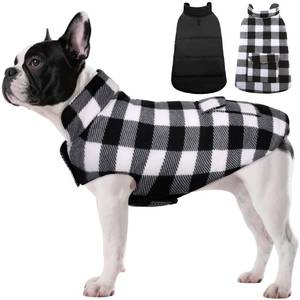 lot 8044 image: ASENKU Dog Winter Coat, Fleece Doggie Jacket Plaid Reversible Vest Waterproof Windproof Cold Weather Clothes for Small Medium Large Dogs (S, White)