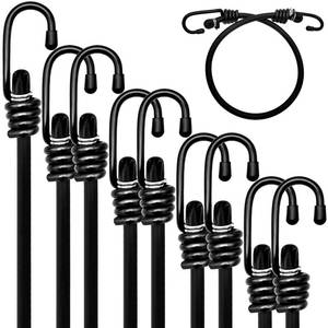 lot 8431 image: Heavy Duty Bungee Cords with Hooks, Assorted Sizes for Bikes, Camping, Carrying Tools, 5 Sizes (2x4x6x8 x10)