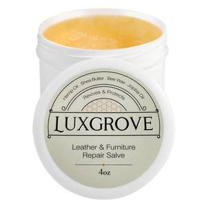 lot 8433 image: LUXGROVE� Leather & Furniture Repair Salve- Polisher, Leather Cleaner & Conditioner to Soften, Protect & Restore Leathercraft, Leathers Soap for Car Seat, Couch, Shoe, Purse, Boot & Saddles - 4oz