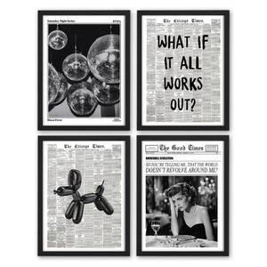 lot 8435 image: NaZaUK Trendy Preppy Retro Y2K Room Decor, Pink Art Posters Funky Aesthetic Posters Wall Art Prints, Sufeasdf 70s Disco Ball Newspaper Wall Art, Bar Cart Decor, 12x16 Prints Unframed Art
