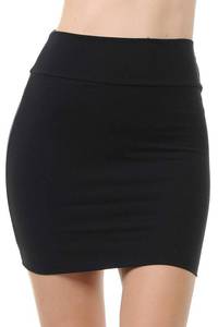 lot 8439 image: Trendy Street Basic Double-Layer Cotton Simple Stretchy Tube Pencil Mini Skirt (X-Large, Black)