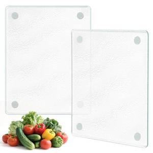 lot 8445 image: 6x8 Small Tempered Glass Cutting Board for Kitchen Counter, TAQIXI 2Pcs Frosted Clear Glass Cutting Board for Countertop, Non-Slip, Scratch and Heat Resistant, Dishwasher Safe
