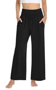 lot 8450 image: TARSE Womens Plus Size Pants Elastic Waist Sof Yoga Pants Comfy Lounge Pajama Flowy Pants Pockets Sweatpants(Black,4XL XXXXL)