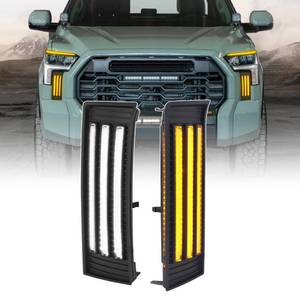 lot 8478 image: LED Daytime Running Lights For 2022 2023 2024 2025 toyota Tundra Fog Lights CrewMax SR SR5 Limited DRL Assemblies Replacement black lens (DRL1)