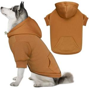 lot 8488 image: Dog Sweaters for Large Dogs Dog Hoodie Sweater Solid Soft Brushed Fleece Clothes Sweatshirt with Pocket(Coffee-XL)