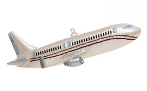 lot 8492 image: AOGCXMA Blown Glass Airplane Ornament for Christmas Tree, Plane Airliner Christmas Ornament, White (Broken Wing)