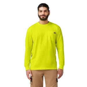 lot 8498 image: Dickies mens Long Sleeve Heavyweight Neon Crew Neck Tee T Shirt, Bright Yellow, X-Large US