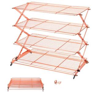 lot 9600 image: Geesta 234-Tier Collapsible Cooling Rack with Adjustable 3 Setting Design Stackable Cooling Roasting Cooking for Cookies Baking - Copper Cooking Utensils