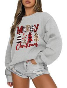 lot 9615 image: Micoson Ugly Christmas Sweater Merry Sweatshirts Holiday Graphic Outfits(Gray White Christmas Tree, S)