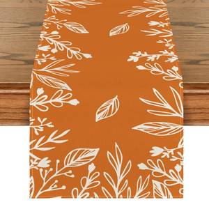 lot 10230 image: Artoid Mode Orange Floral Fall Table Runner, Seasonal Autumn Kitchen Dining Table Decoration for Home Party Decor 13x90 Inch